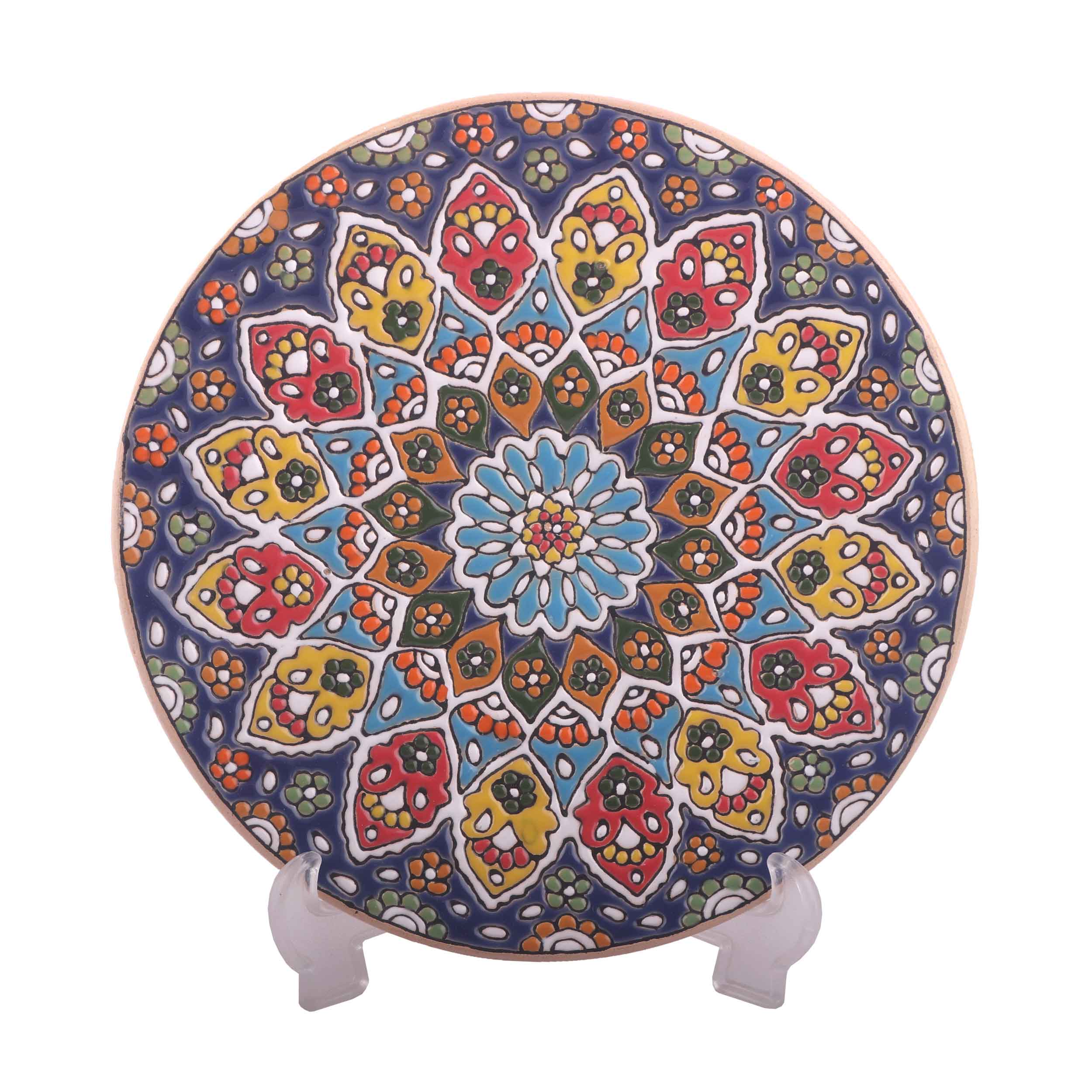 بشقاب سفالی میناکاری سایز 20 کد 7527