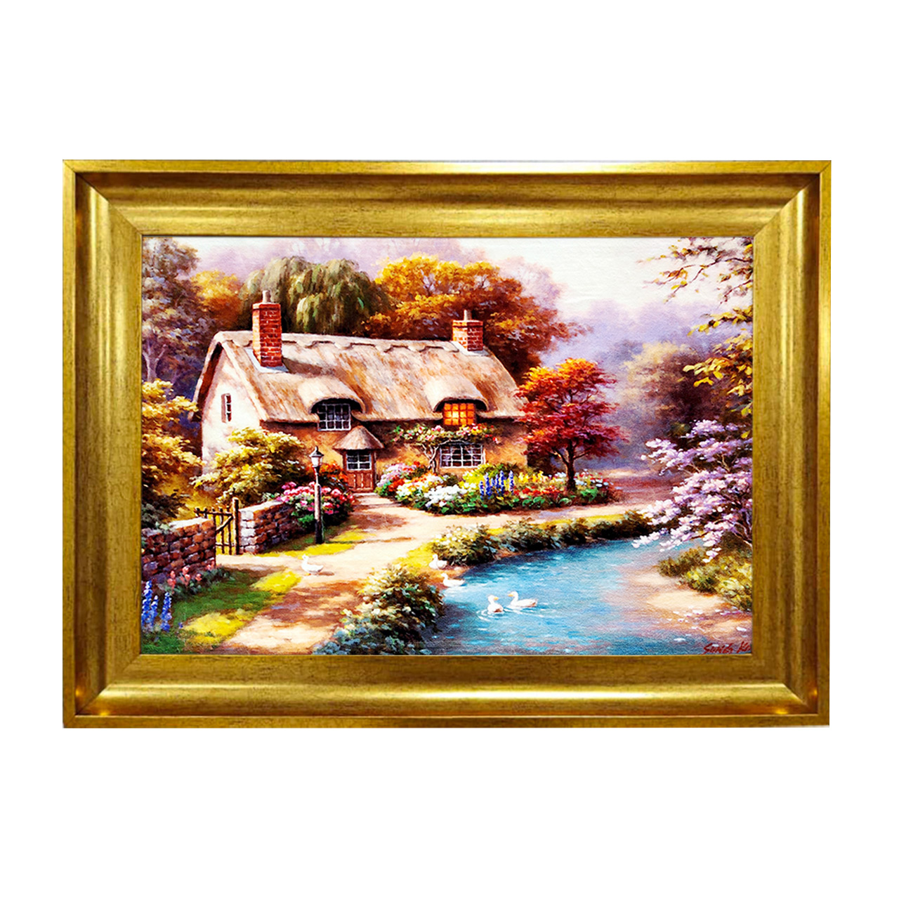 تابلو فرش چاپی طرح کلبه کد 10167 سایز 50×50 سانتی متری