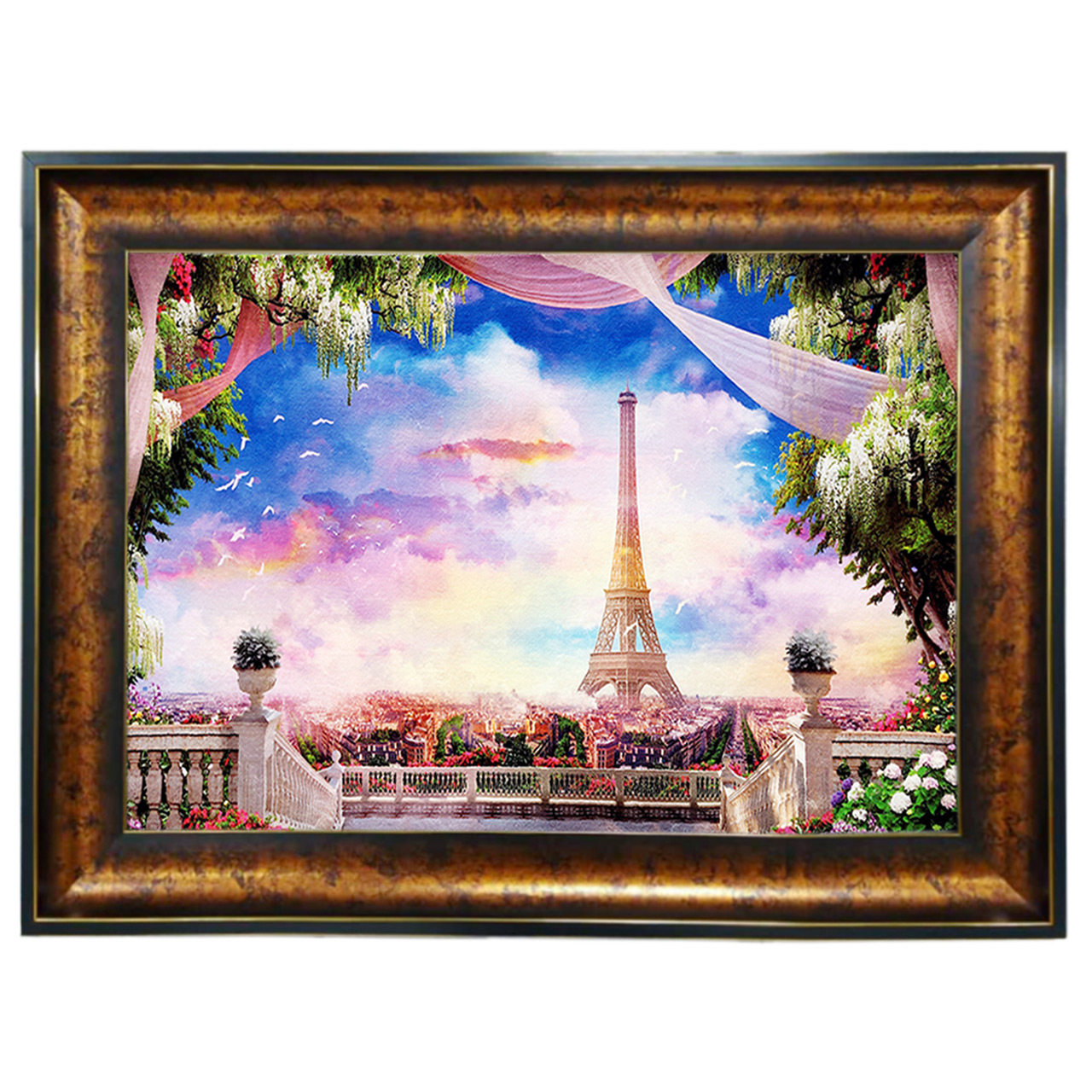 تابلو فرش چاپی طرح برج ایفل کد 10273 سایز 100×50 سانتی متری