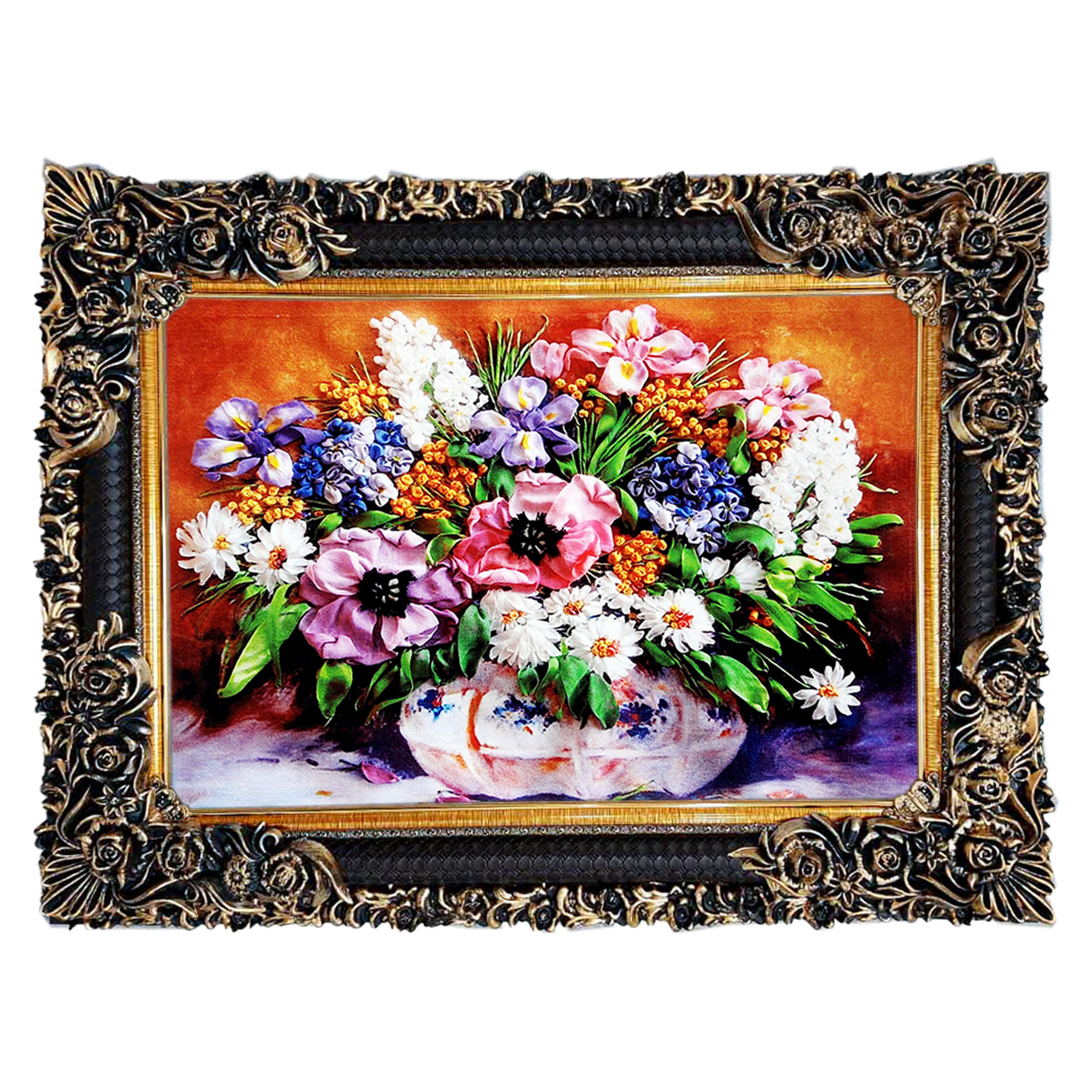 تابلو فرش چاپی طرح گل کد 12008 سایز 70×50 سانتی متری