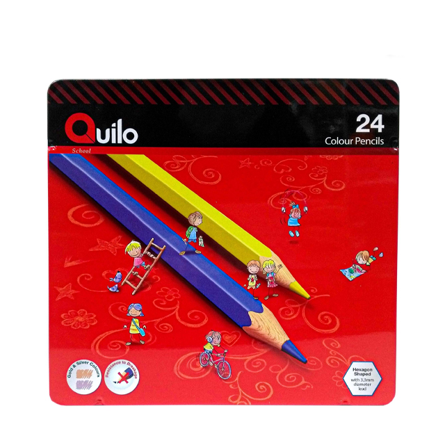 مداد رنگی کوییلو  مدل جعبه فلزی بسته 24 عددی