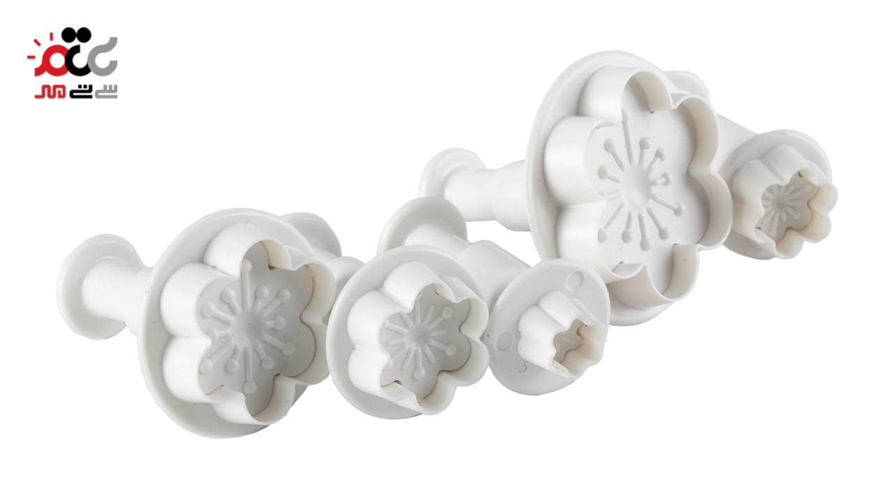 کاتر شیرینی پزی مدل فشاری طرح گل مجموعه 5 عددی