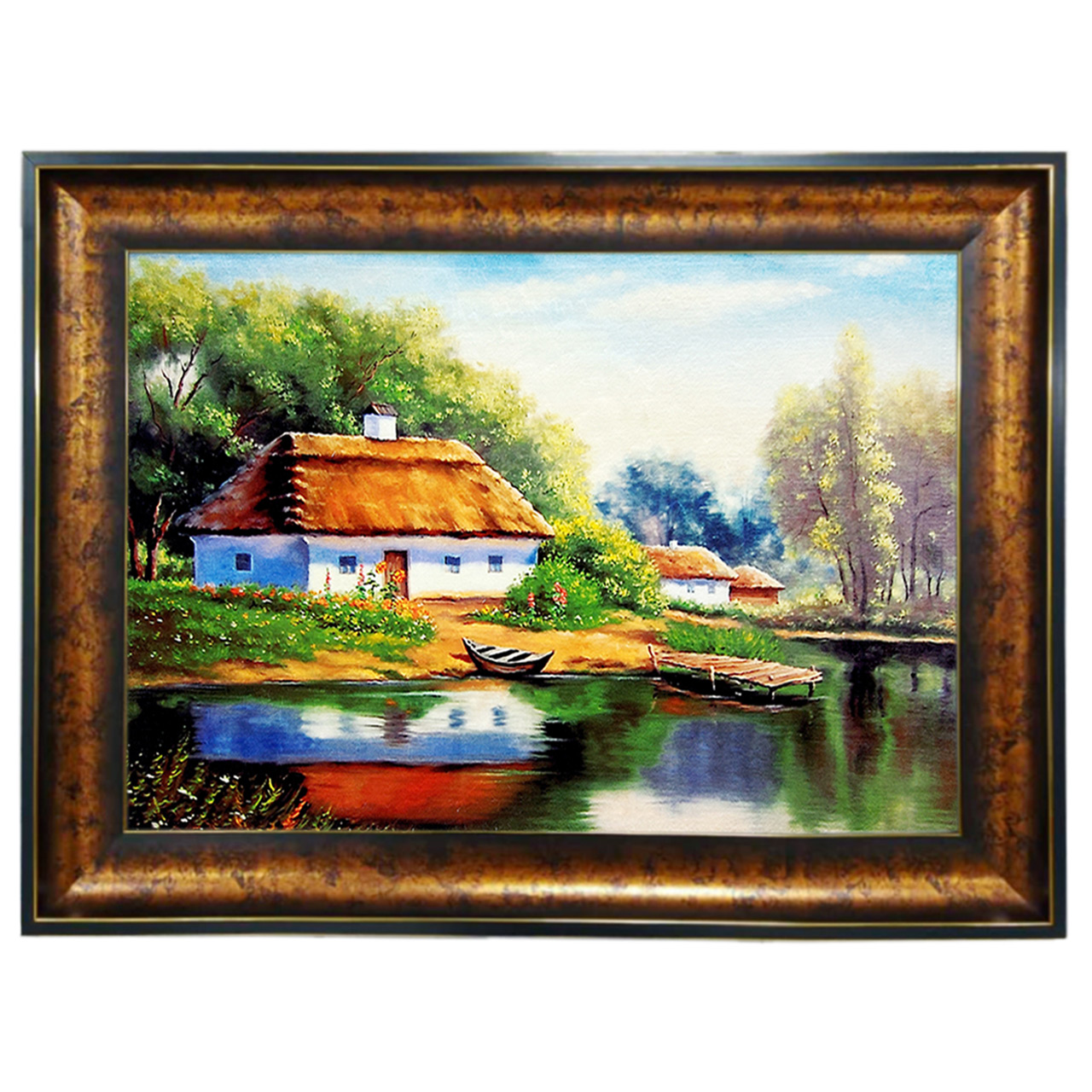 تابلو فرش چاپی طرح دریاچه کد 10257 سایز 100×50 سانتی متری