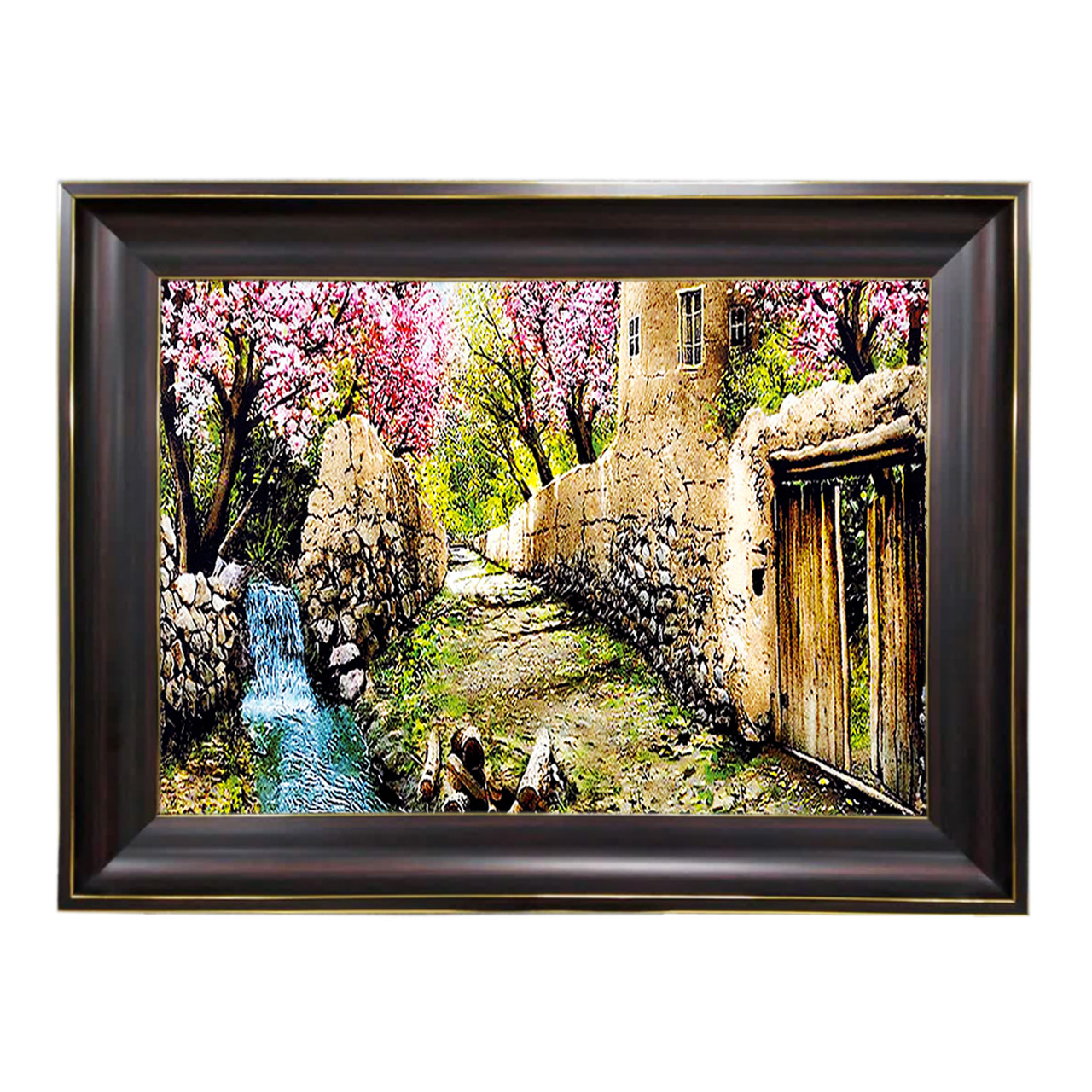 تابلو فرش چاپی طرح کوچه باغ کد 10015 سایز 60×40 سانتی متری