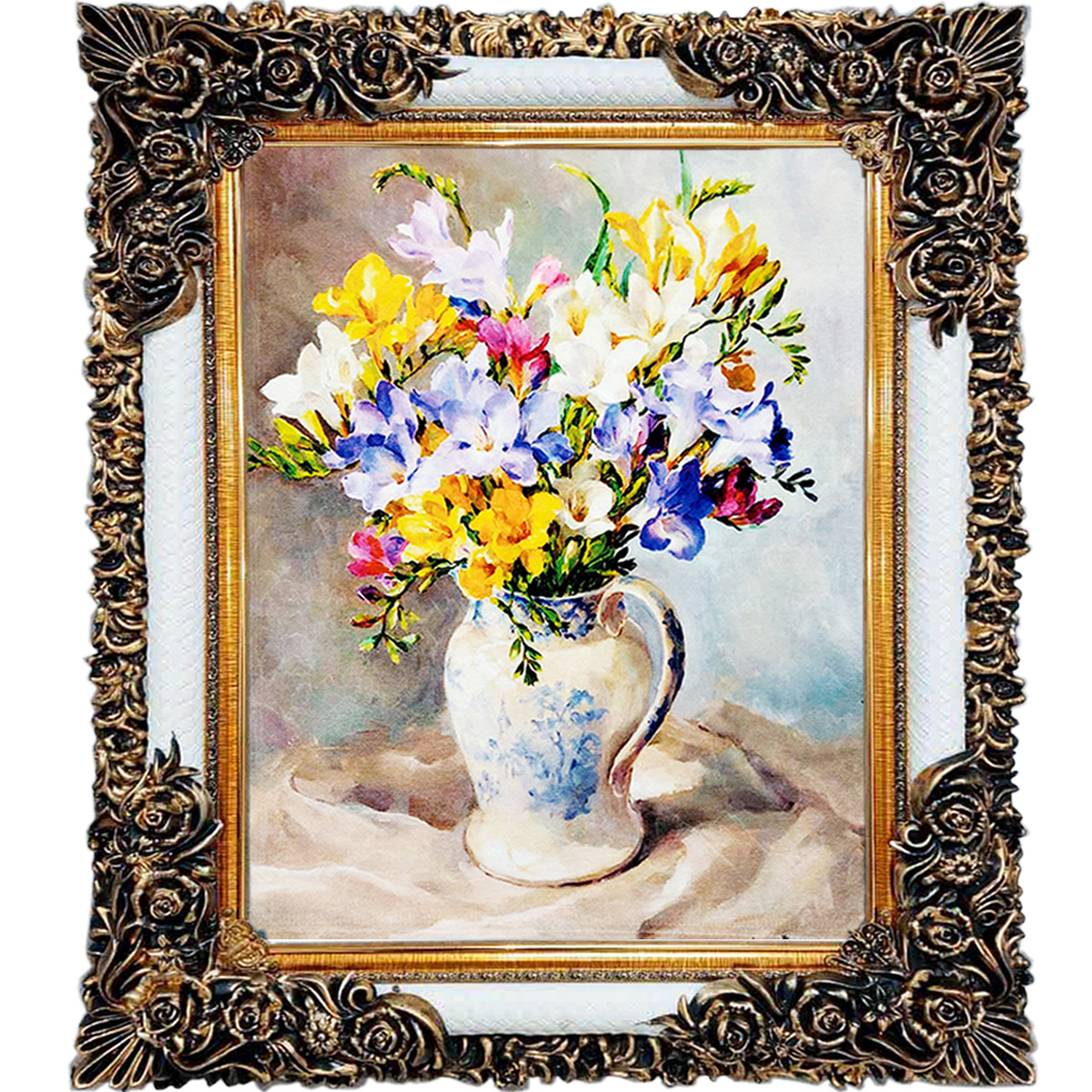 تابلو فرش چاپی طرح گل کد 12310 سایز 100×70 سانتی متری