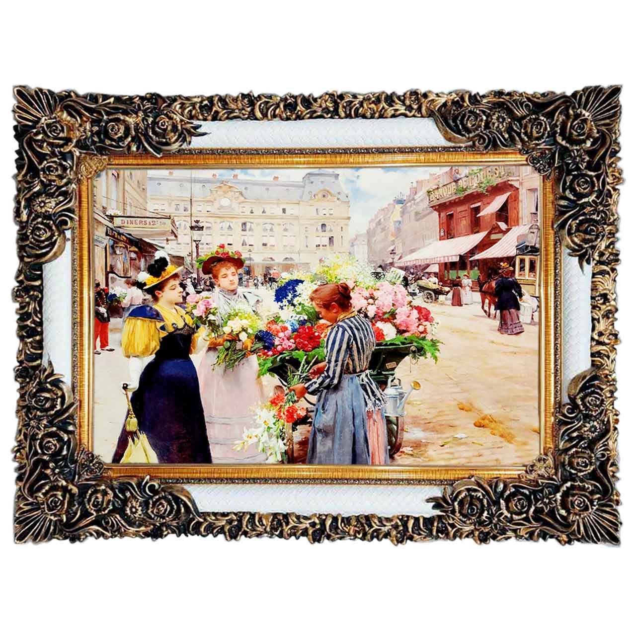 تابلو فرش چاپی طرح گل فروش کد 11060 سایز 100×50 سانتی متری