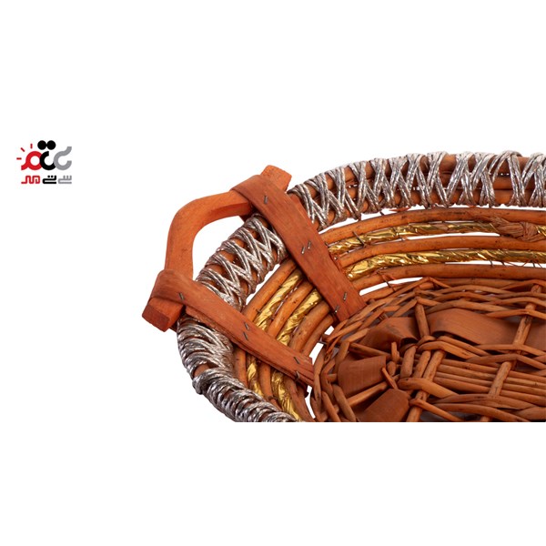 سبد چوبی حصیری طرح بیضی