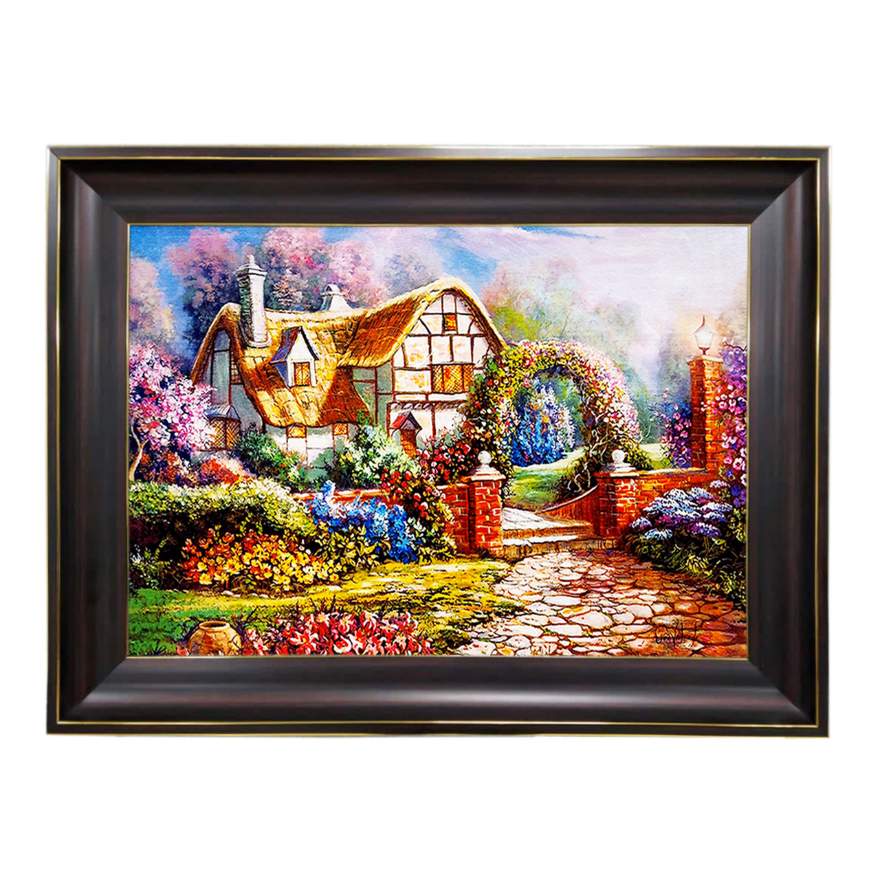 تابلو فرش چاپی طرح کلبه کد 10120 سایز 60×40 سانتی متری