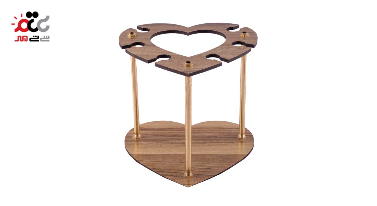 بار گیلاسه چوبی طرح قلب کد 1742