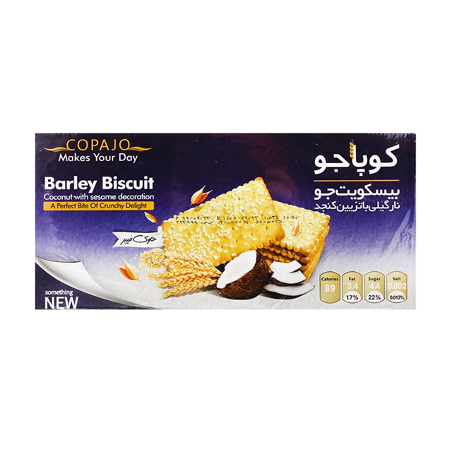 بیسکویت جو نارگیلی با تزیین کنجد کوپا جو 500 گرمی