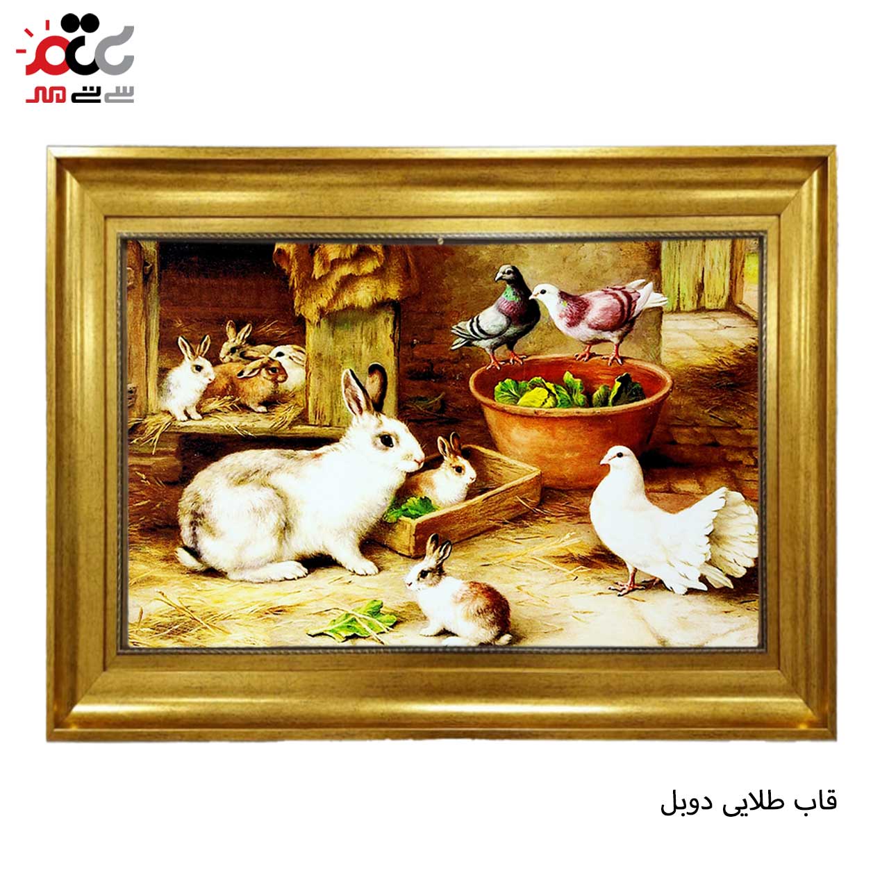 تابلو فرش چاپی طرح خرگوش کد 14068 سایز 50×35 سانتی متری