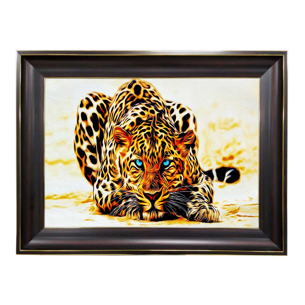 تابلو فرش چاپی طرح پلنگ کد 14060 سایز 60×40 سانتی متری