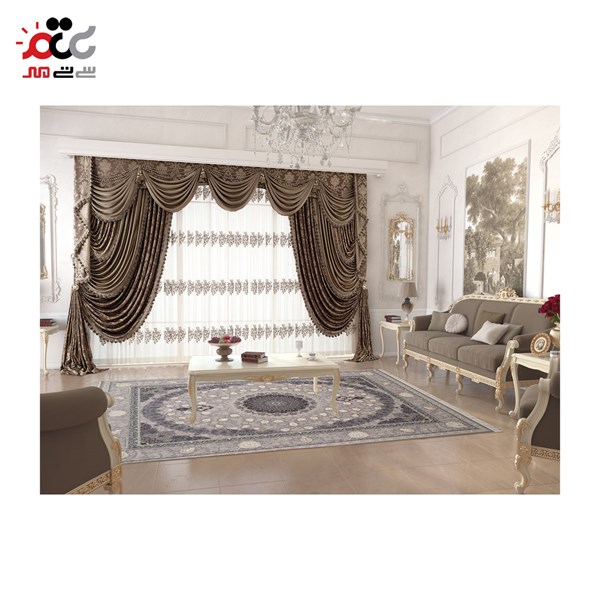 فرش ماشینی طرح بهار نقره ای حاشیه نقره ای