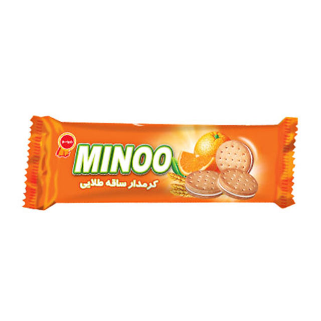 بیسکویت کرمدار پرتقالی ساقه طلایی مینو 96 گرمی