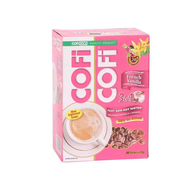 پودر کافی میکس 3 در 1 وانیلی کافی کافی بسته 20 عددی