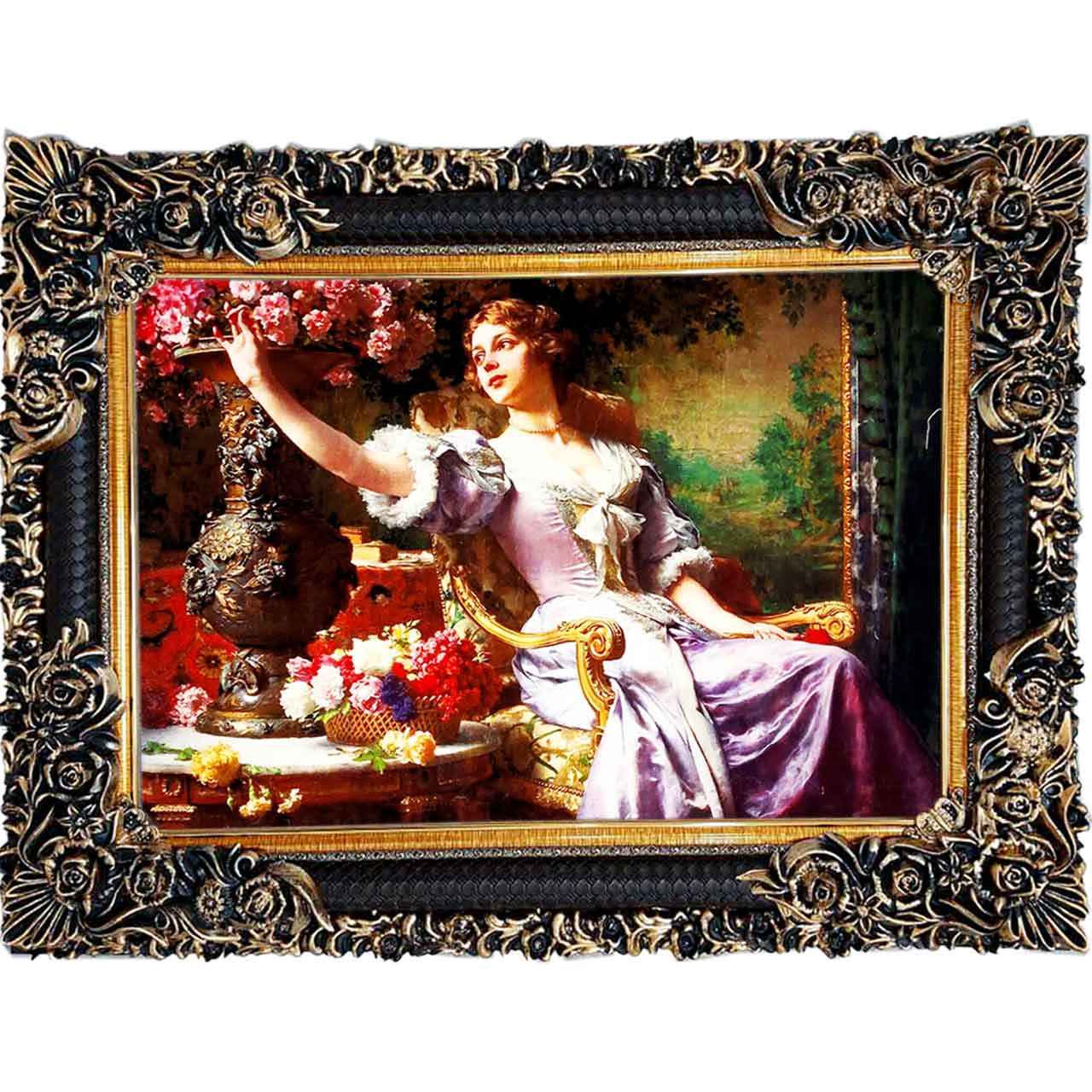 تابلو فرش چاپی طرح دختر کد 11054 سایز 100×70 سانتی متری