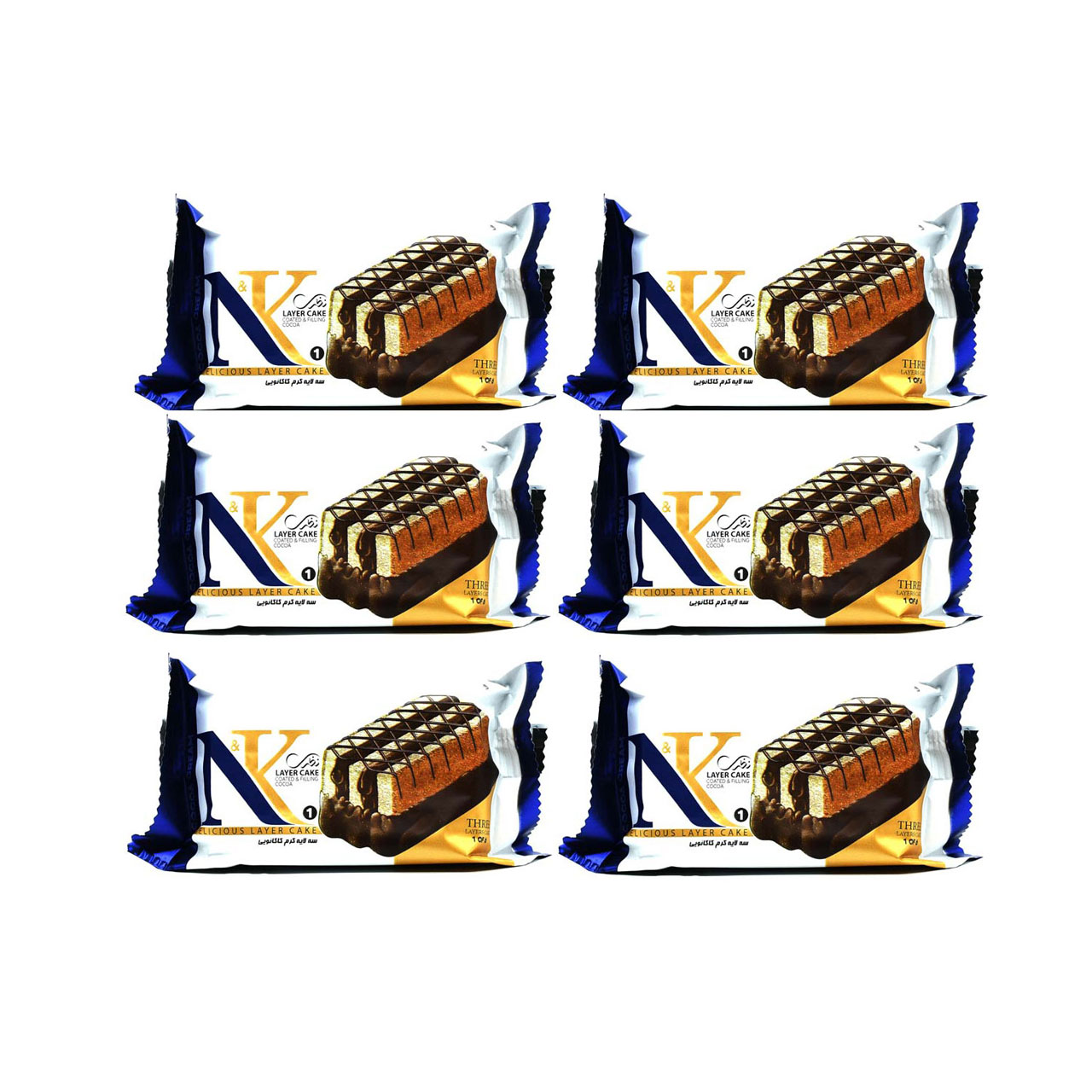 کیک سه لایه کرم کاکائویی اِن کا نظری 40 گرمی بسته 32 عددی
