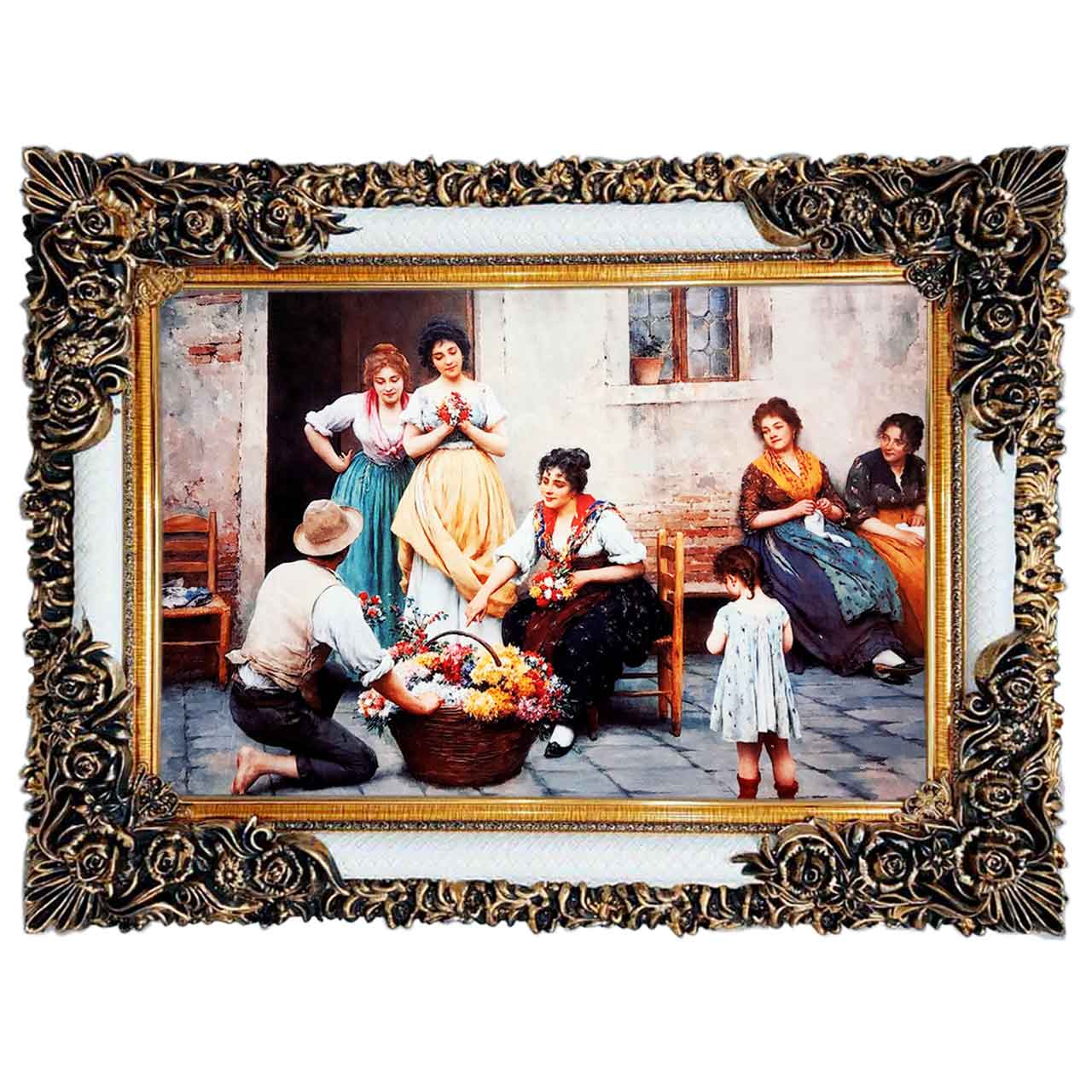 تابلو فرش چاپی طرح دهکده کد 11010 سایز 100×50 سانتی متری