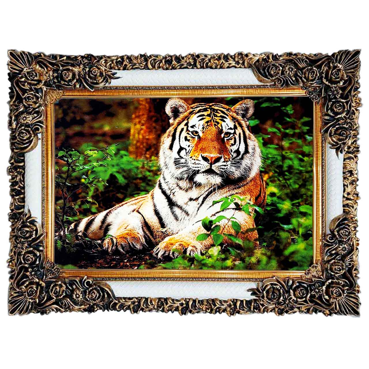 تابلو فرش چاپی طرح ببر کد 14032 سایز 100×50 سانتی متری