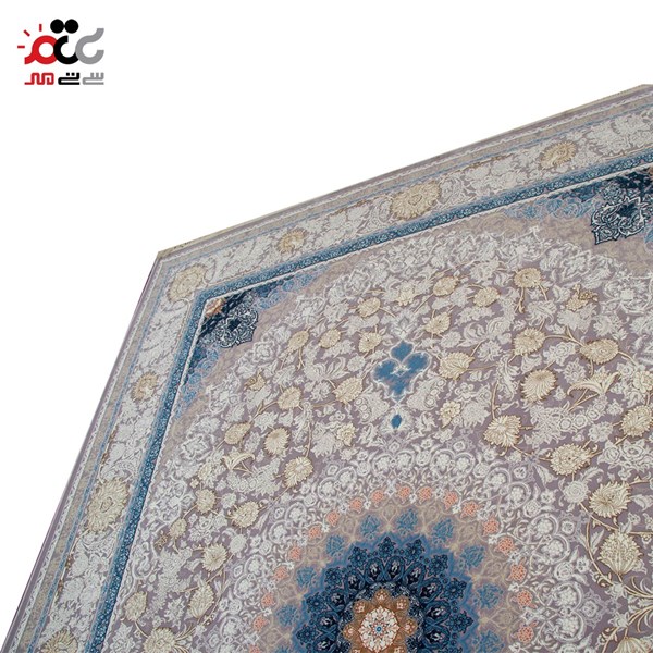 فرش ماشینی طرح آلما نقره ای حاشیه نقره ای