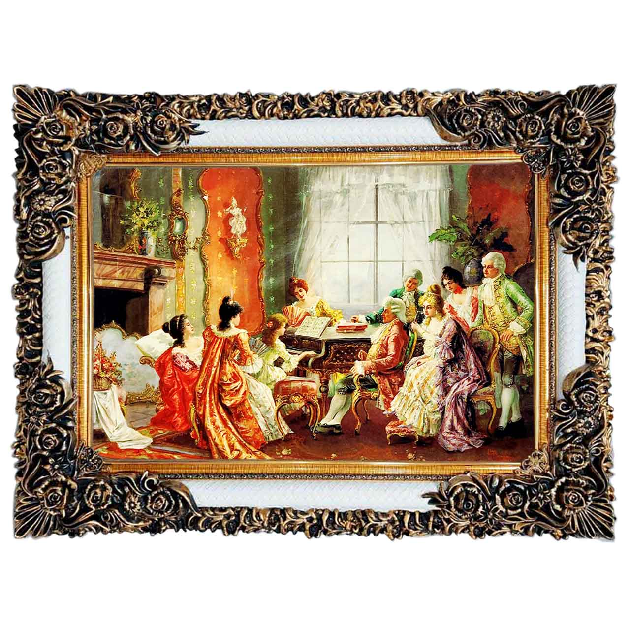 تابلو فرش چاپی طرح نوازنده کد 11027 سایز 100×50 سانتی متری