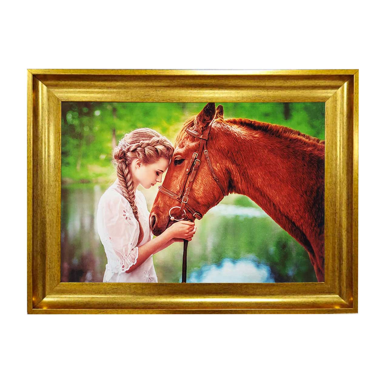 تابلو فرش چاپی طرح اسب کد 13305 سایز 50×50 سانتی متری