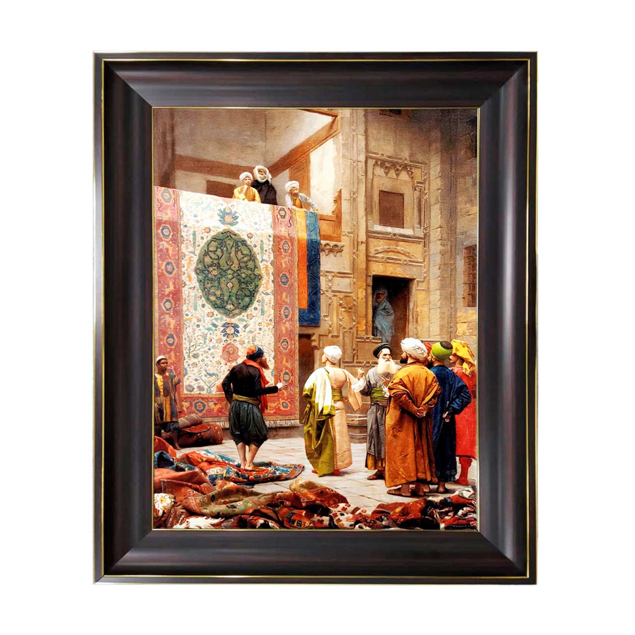 تابلو فرش چاپی طرح بازار  کد 13004 سایز 70×50 سانتی متری