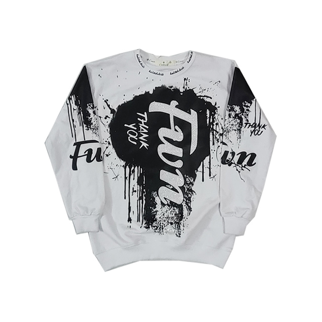  بلوز دخترانه پسرانه آستین دار سفید