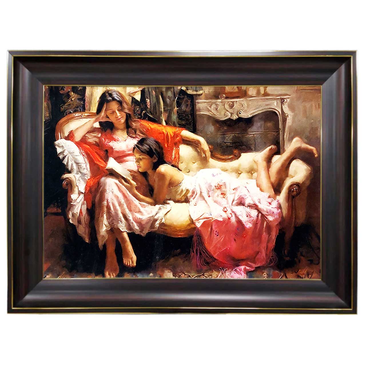 تابلو فرش چاپی طرح مادر و دختر کد 13311 سایز 100×50 سانتی متری