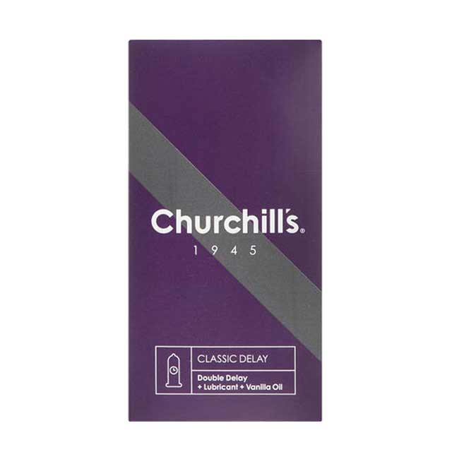 کاندوم ساده با ماده تاخیری چرچیلز مدل Classic Delay بسته 12 عددی