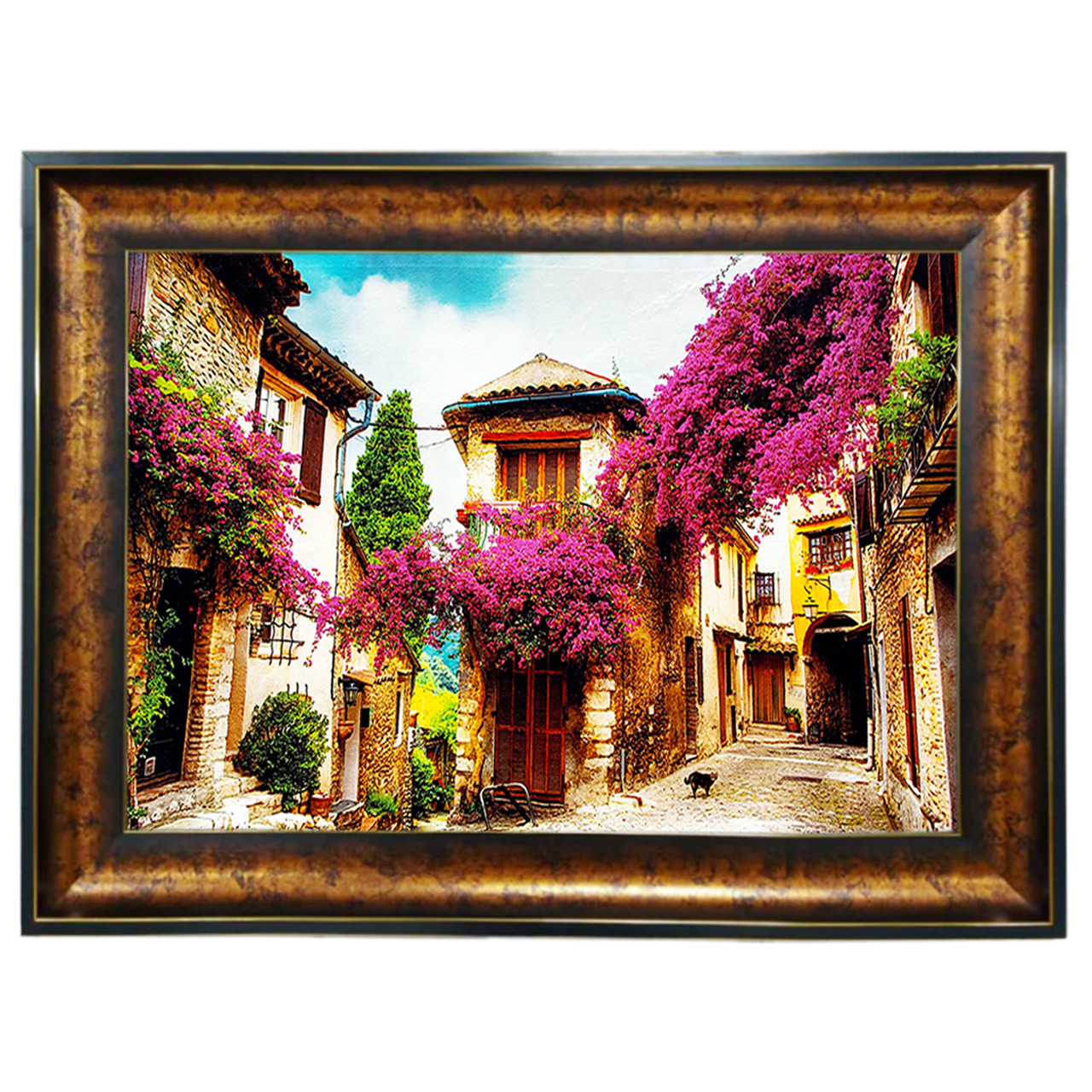 تابلو فرش چاپی طرح کوچه باغ کد 10066 سایز 100×50 سانتی متری