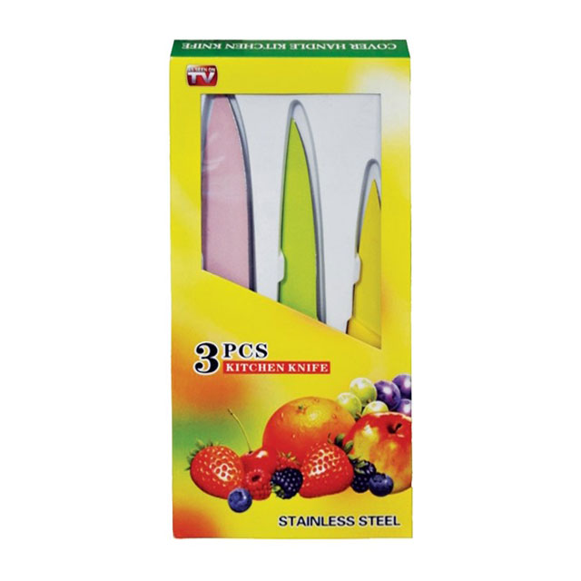 چاقو آشپزخانه طرح رنگی بسته 3 عددی کد 4518