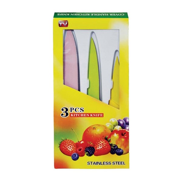 چاقو آشپزخانه طرح رنگی بسته 3 عددی کد 4518