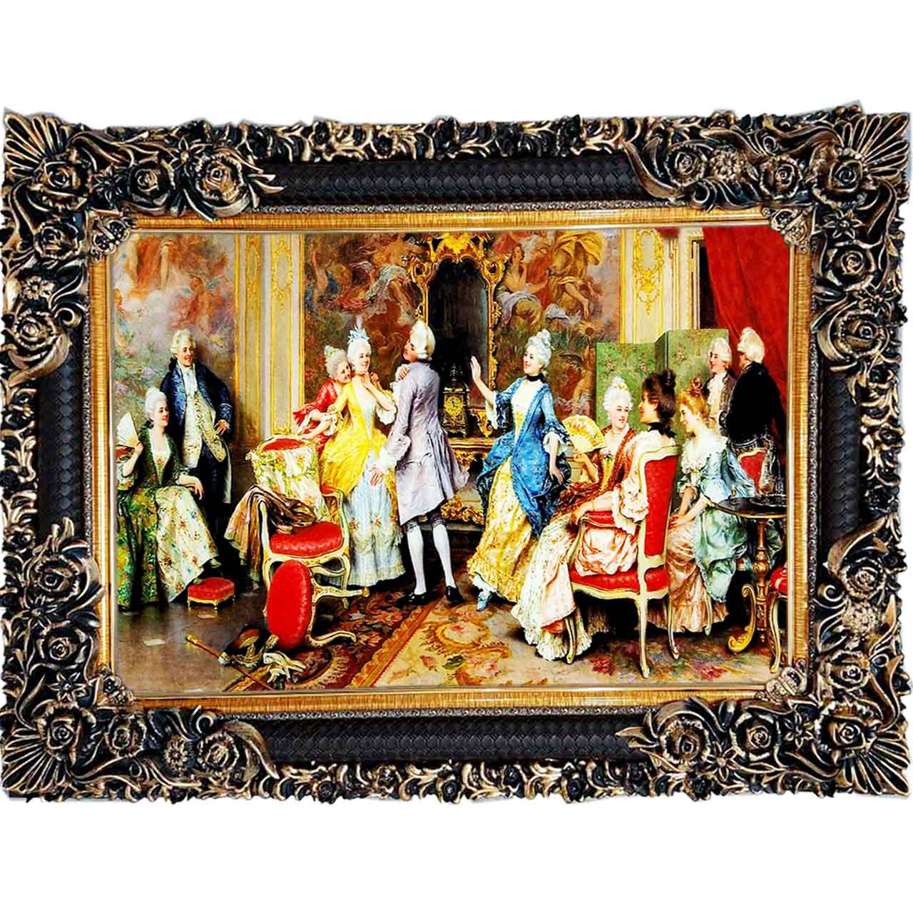 تابلو فرش چاپی طرح ضیافت کد 11011 سایز 100×70 سانتی متری