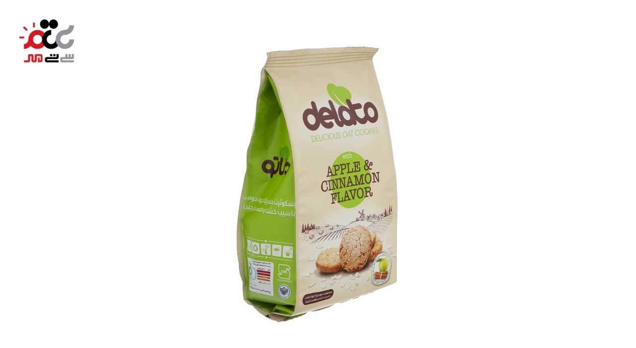 بیسکویت حاوی جودوسر با سیب و طعم دارچین دلاتو 150 گرمی