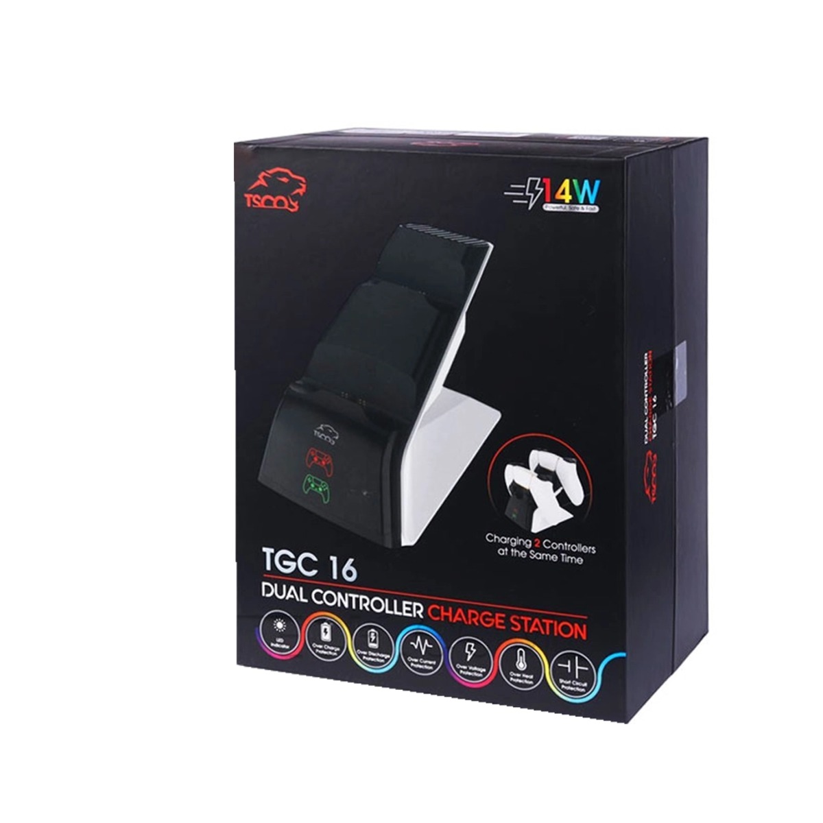 استند و شارژر دسته بازی TSCO PS5 مدل TGC16 - مشکی سفید (گارانتی 18 ماهه تسکو)