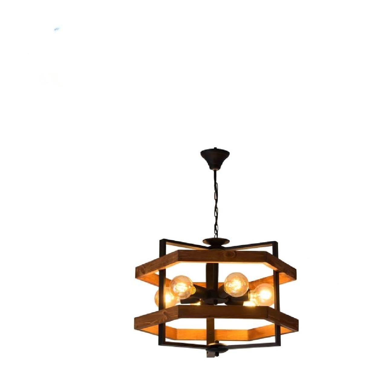 لوستر چوبی مدرن رایان 6 شعله