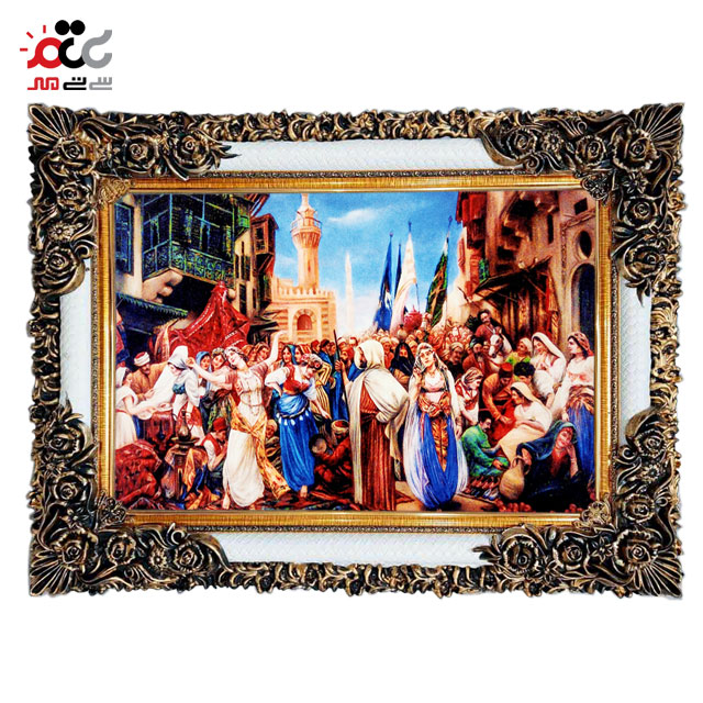 تابلو فرش چاپی طرح روستا کد 13319 سایز 50×35 سانتی متری