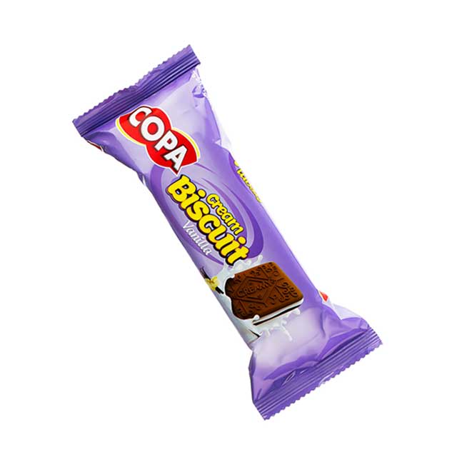 بیسکویت کرمدار با طعم وانیل کوپا 90 گرمی
