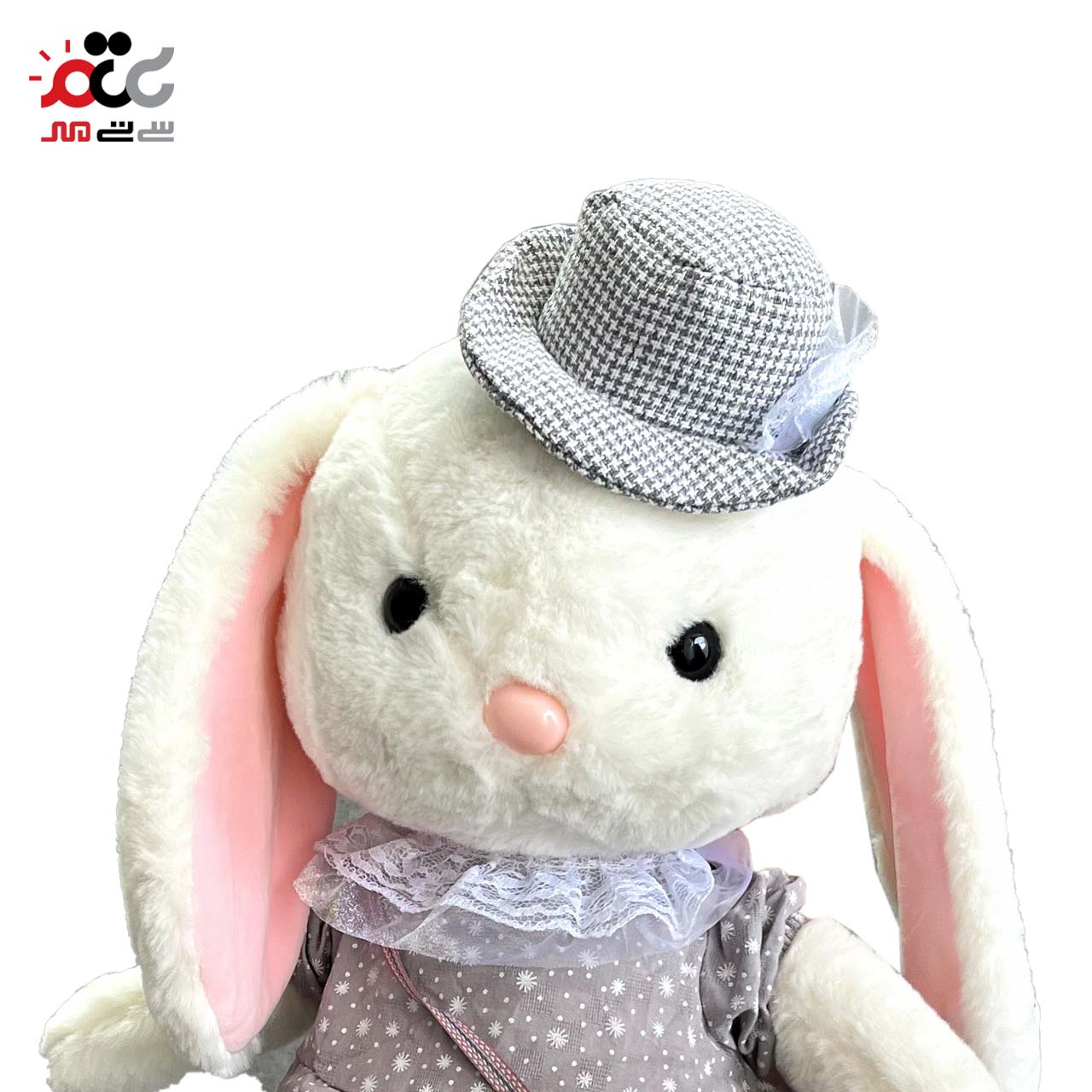 عروسک خرگوش لباس و کیف دار 45 سانتی