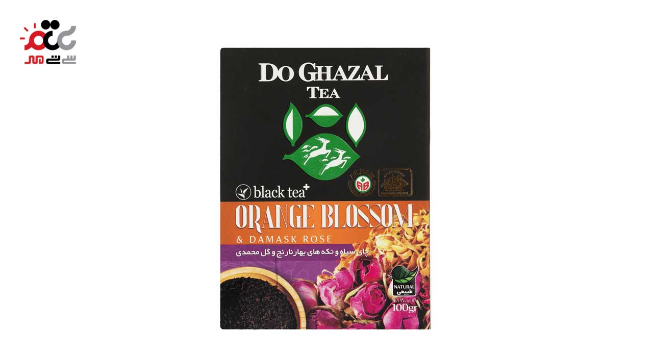 چای سیاه و تکه های بهار نارنج و گل محمدی دوغزال 100 گرمی