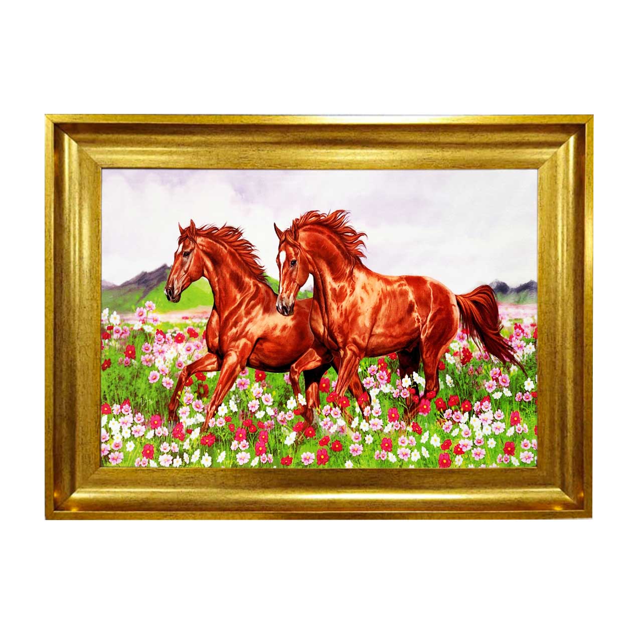 تابلو فرش چاپی طرح اسب کد 14037 سایز 50×50 سانتی متری