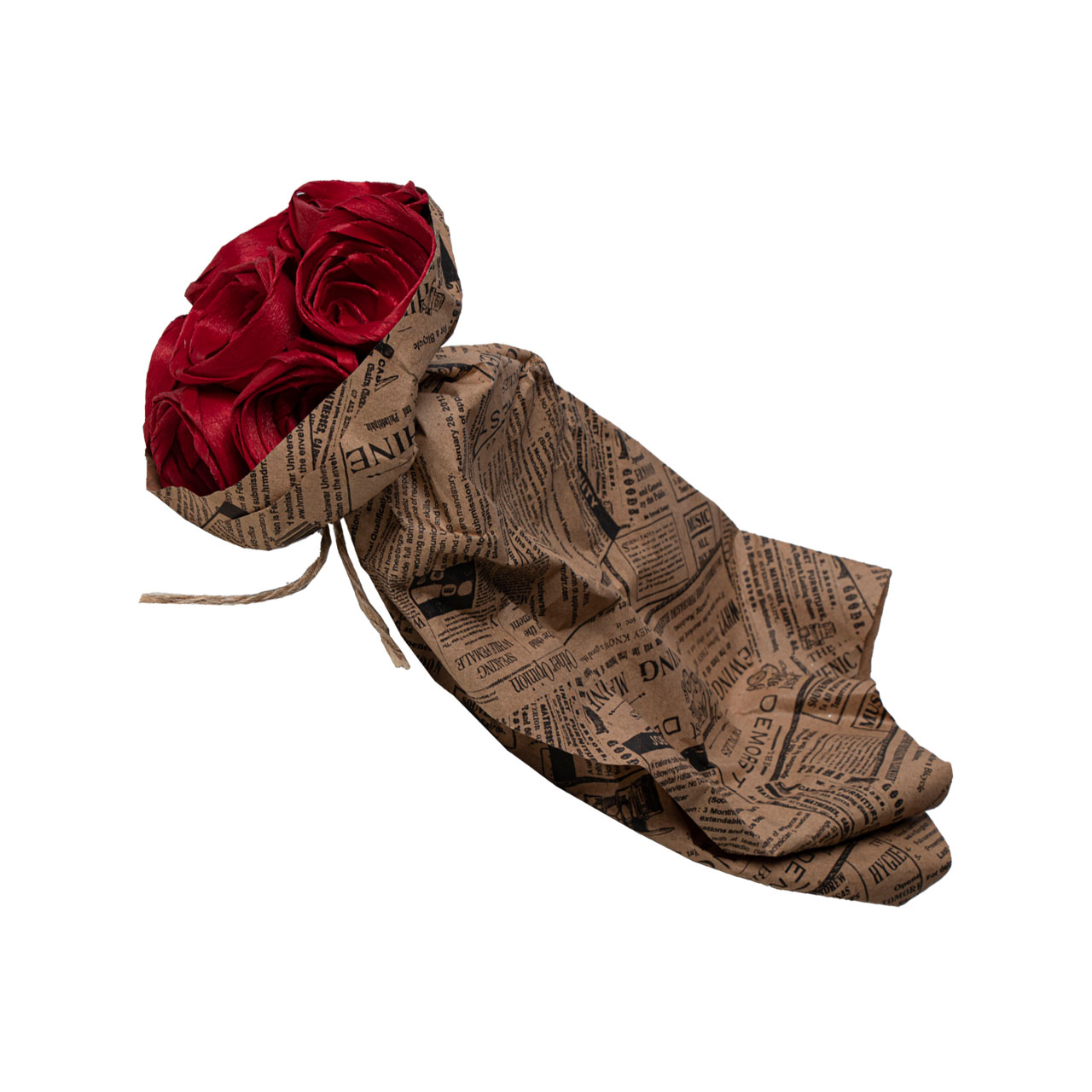 دسته گل کاغذی مدل رز  قرمز  7 عددی