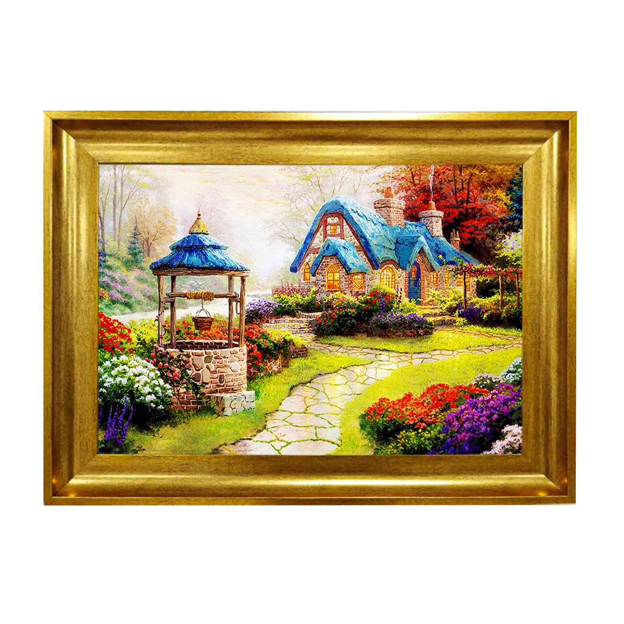 تابلو فرش چاپی طرح کلبه کد 10087 سایز 50×50 سانتی متری