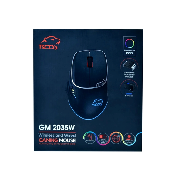 ماوس بی سیم گیمینگ TSCO مدل GM 2035W - مشکی (گارانتی 18 ماهه تسکو)