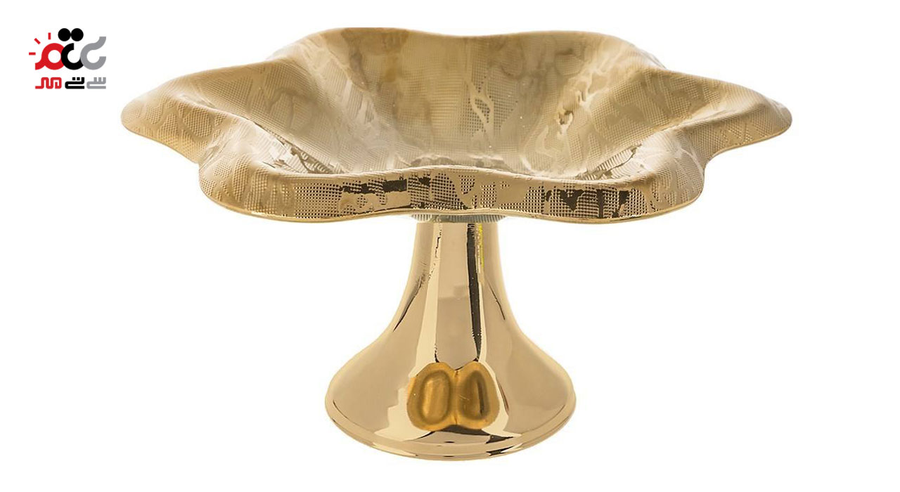 میوه خوری پایه دار مرمر طلایی طرح گلپر کد 039993