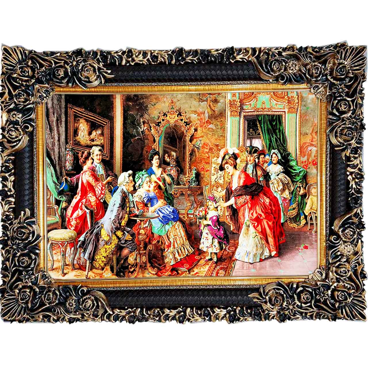 تابلو فرش چاپی طرح ضیافت کد 11001 سایز 100×70 سانتی متری