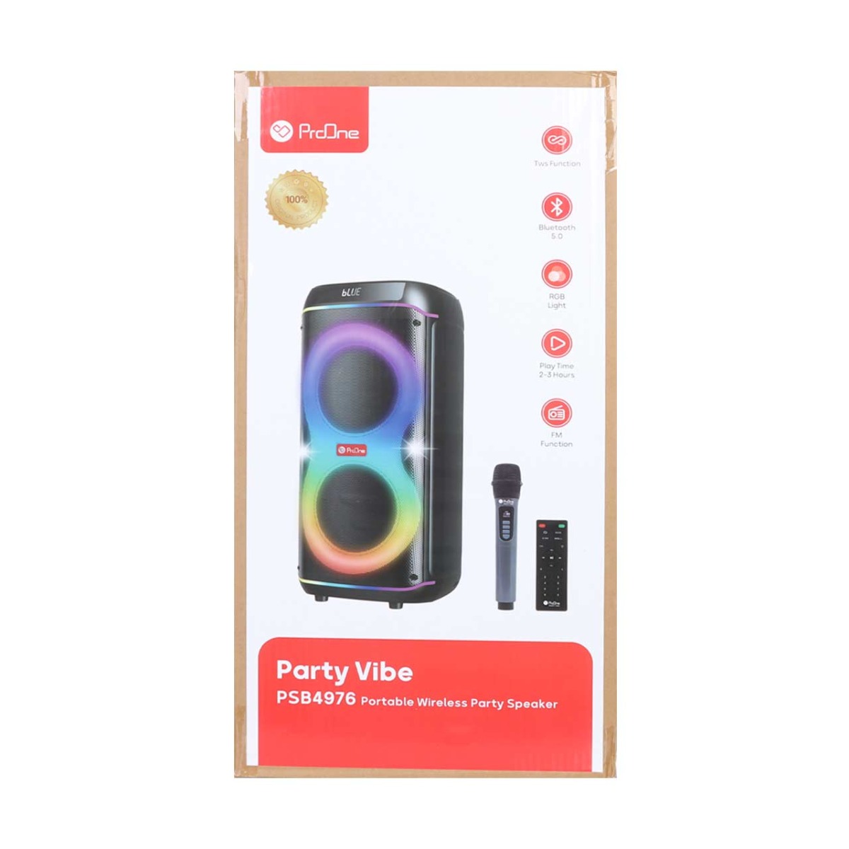 اسپیکر بی سیم شارژی و قابل حمل 80 وات ProOne مدل Party Vibe PSB4976 - مشکی