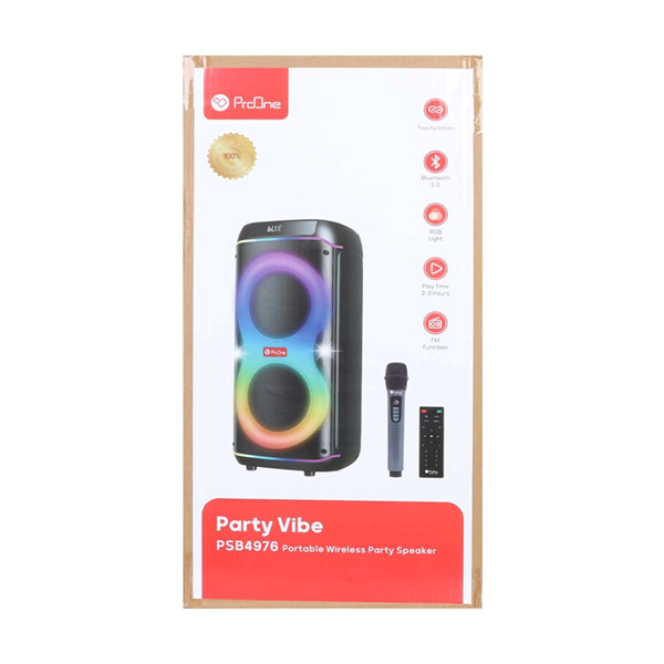 اسپیکر بی سیم شارژی و قابل حمل 80 وات ProOne مدل Party Vibe PSB4976 - مشکی