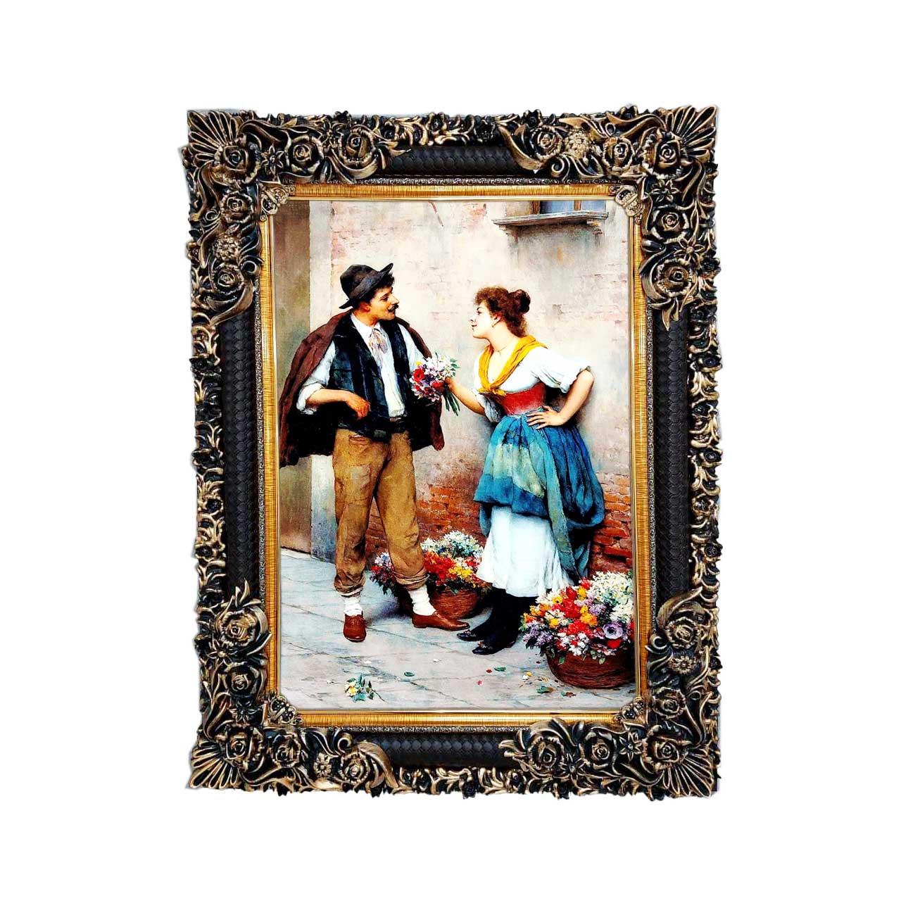 تابلو فرش چاپی طرح زوج کد 13025 سایز 50×35 سانتی متری